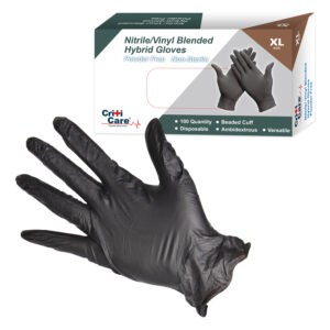 CritiCare® Gloves Vitrile, Black – Box of 100
